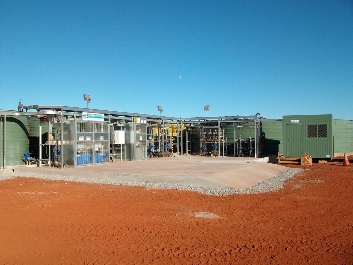 A completed WWS packaged treatment plant in service – tanks, switchroom and covered equipment shelter